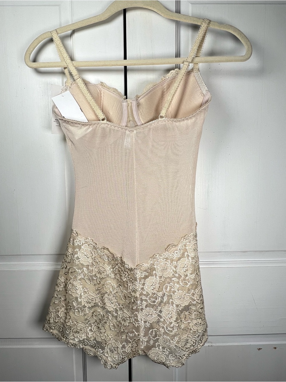 NWT Lady Princess Lace Mesh Sheer Chemise Bodysuit in Cream Snap Crotch Size M - Picture 2 of 5